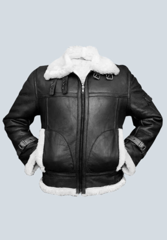 Dwight Black Aviator Shearling Bomber Leather Jacket